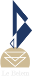 Logo du site Le Belem représentant le trois-mâts Le Belem dans des formes épurées géométriques. Les couleurs utilisées sont bleu pour la voile, beige pour l'horizon, blanc pour la coque et pour l'inscription "Le Belem".
